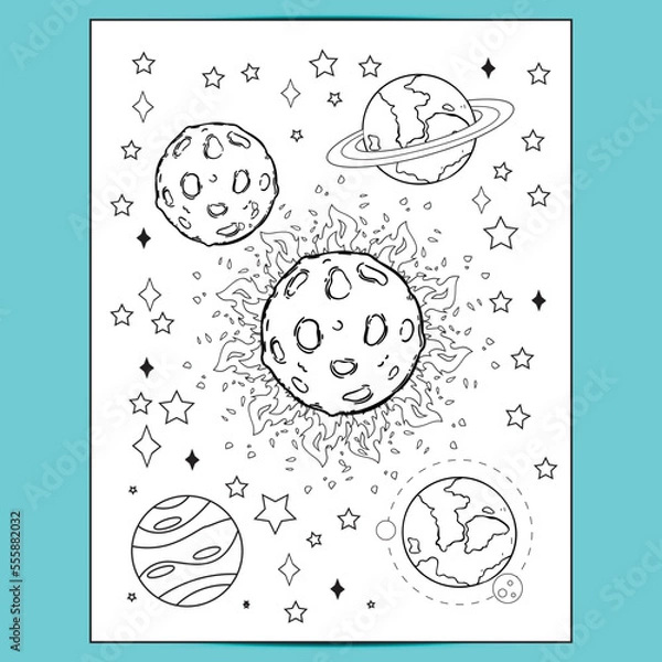 Fototapeta Space coloring pages for kids