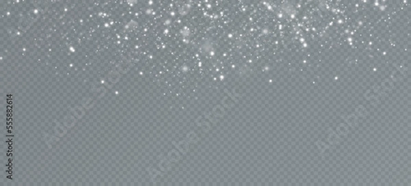 Fototapeta Realistic falling snow.Christmas background.Isolated on transparent background.