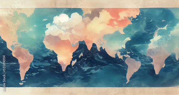 Obraz World Map sabstract Illustration created with Generative AI technology