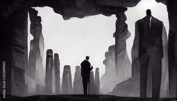 Obraz Business Men in Suit Abstract Paintig created with Generative AI technology