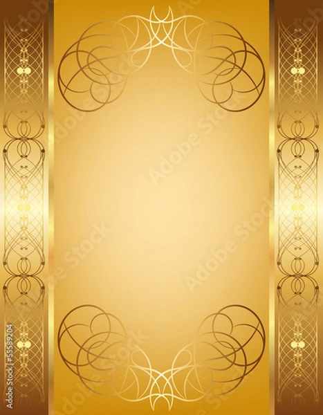 Fototapeta openwork frame on a gold background