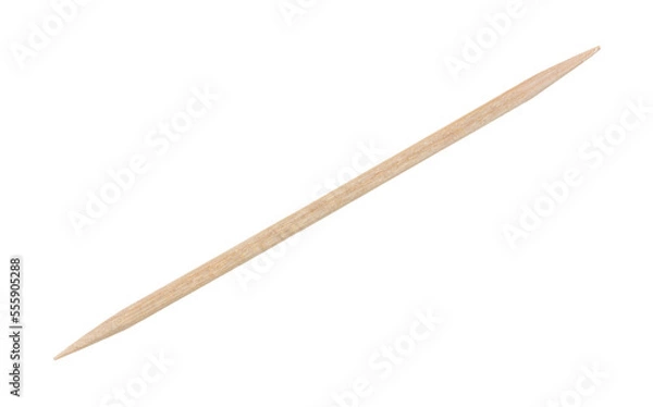 Obraz Single thin wood toothpick on a white background