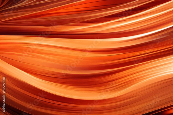 Obraz Digitally generated image of an abstract background with curved waves in shades of orange and brown. Generative AI