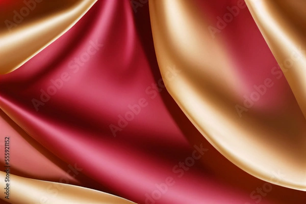 Obraz Close-up view of a digitally generated image of a multicolored wavy satin fabric. Generative AI