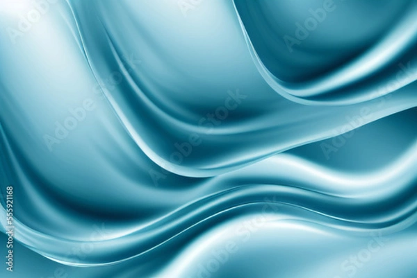 Obraz Close-up view of a digitally generated image of a blue wavy satin fabric. Generative AI