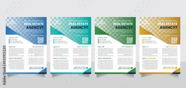 Fototapeta A4 size real estate business agency flyer leaflet poster banner template vector design