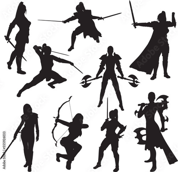 Obraz female warrior silhouette