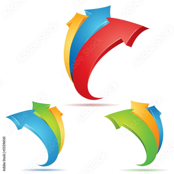 Fototapeta Set of multicolored 3d arrows