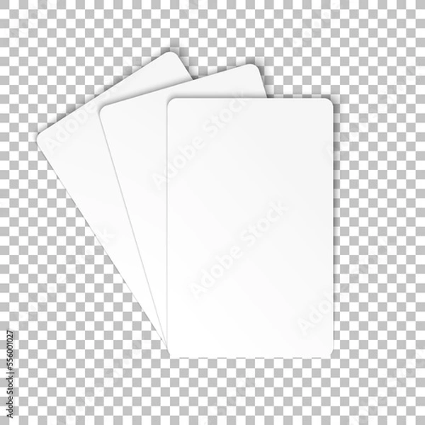 Fototapeta Blank poker playing cards mockup. Vector template business cards on transparent background