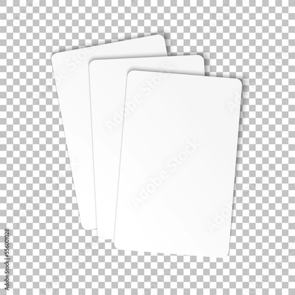 Fototapeta Blank poker playing cards mockup. Vector template business cards on transparent background