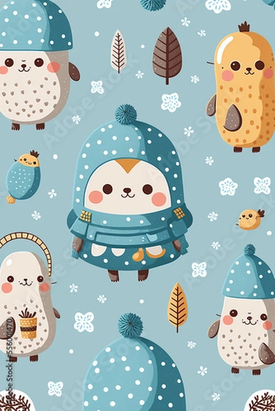 Obraz Cartoon winter magic art, Generative Ai