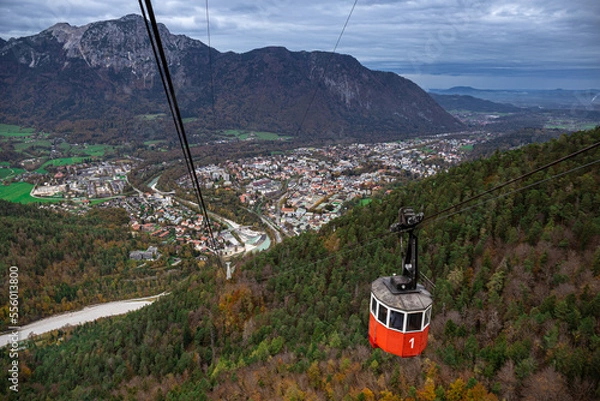 Obraz Alpine panorama of Bad Reichenhall from the top of the Predigtstuhl cableway, Upper Bavaria, Germany