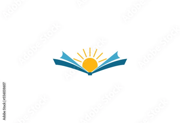 Obraz knowledge symbol. open book and sun. template logo design. vector eps 10.