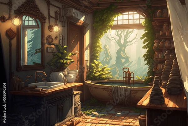 Fototapeta 美麗な家系背景イラスト(AI generated image)