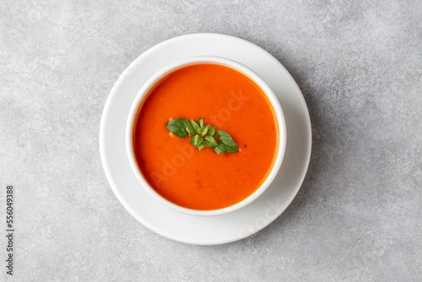 Fototapeta Delicious looking tomato soup. Turkish name; Domates corbasi