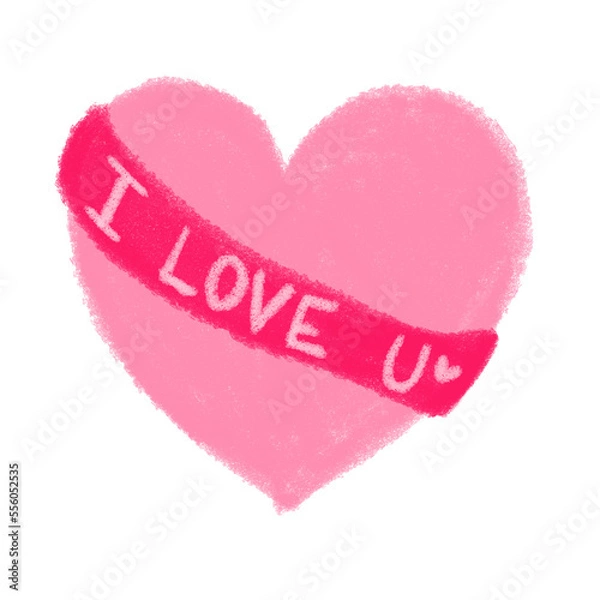 Obraz pink heart with i love you text