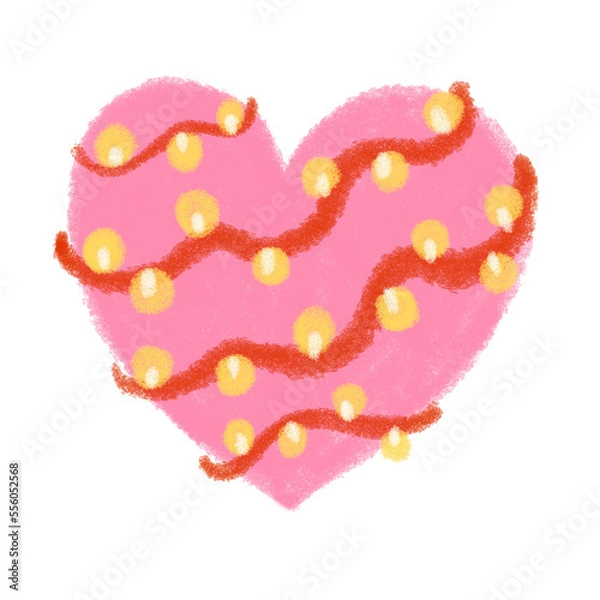 Obraz cute pink heart surrounding with yellow buble light