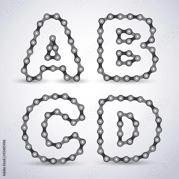 Obraz Vector alphabet letters made from Bicycle chain