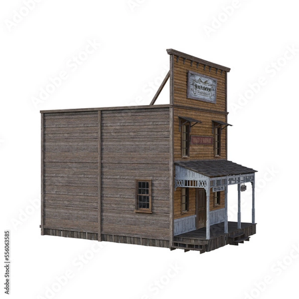 Fototapeta Western Houses Ensemble House Number 2. 3d Rendering-Illustration for Building Scene as Ovrlay, Clipart, Object. Photorealistic and high resolution 6000 x 6000px, 300dpi, PNG.