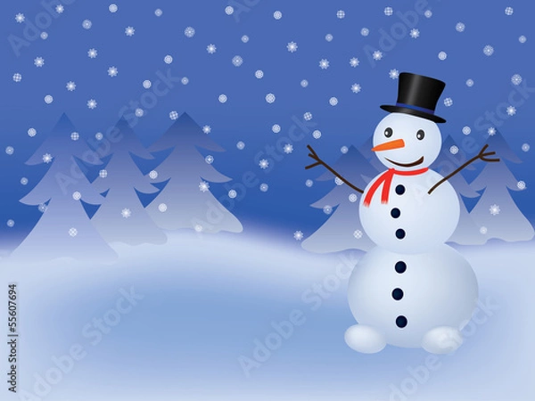 Fototapeta landscape with snowman