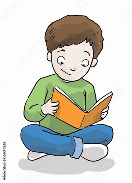 Fototapeta a smart boy reading a book