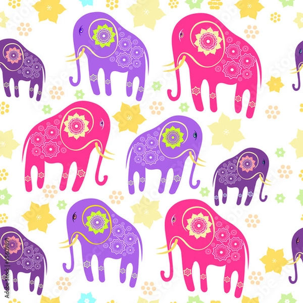 Fototapeta seamless pattern with elephants