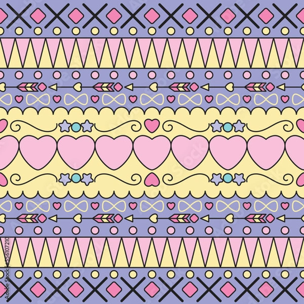 Obraz Cute seamless pattern tribe bohemian style in sweet color.