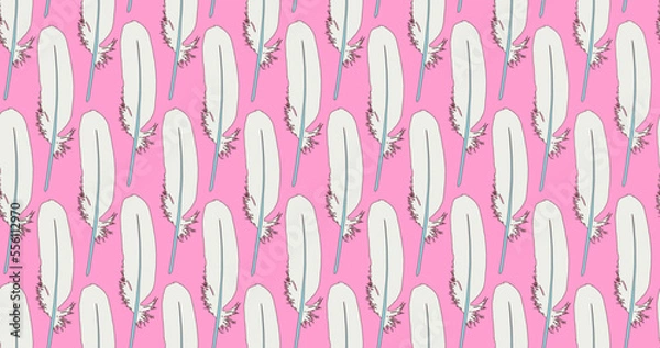 Fototapeta Fashion minimal illustration trippy seamless pattern feather retro style 