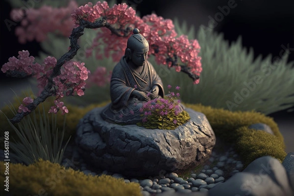 Fototapeta Buddha statue in a zen garden