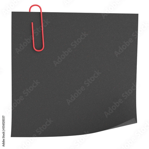 Fototapeta Note paper with paper clip. 3D illustration.