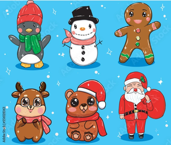 Obraz Christmas hand drawn set of various shapes, can be used for ornament and decoration