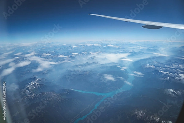 Obraz view from airplane window on mountain river