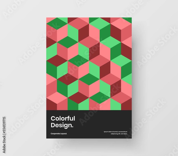 Fototapeta Fresh front page A4 vector design illustration. Unique mosaic pattern book cover layout.