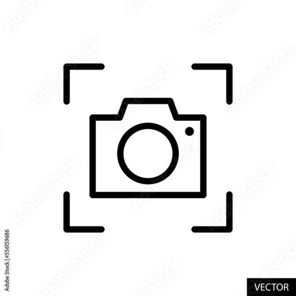Fototapeta Capture, take screenshot, snap shot, camera vector icon in line style design for website, app, UI, isolated on white background. Editable stroke. Vector illustration.