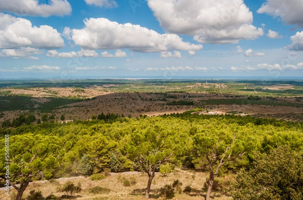 Fototapeta Landscape on Apulian countryside from "Castel del Monte" (Castle of the Mountain) near Andria, Puglia, Italy, a 13th-century citadel and castle built by Emperor Frederick II. 
