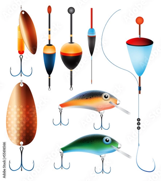 Obraz fishing equipment collection, eps10 vector