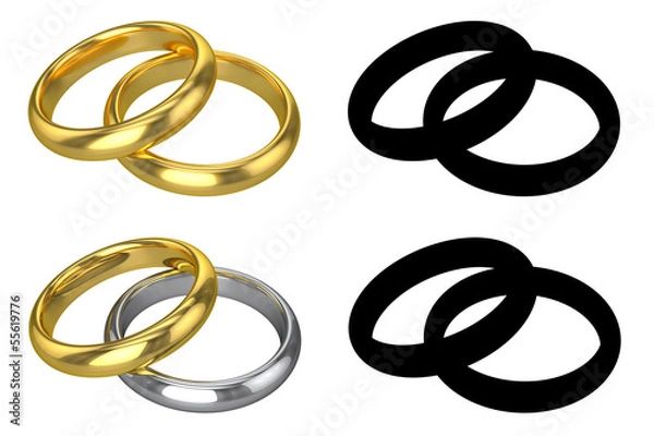 Obraz Realistic Wedding Rings - ISOLATED