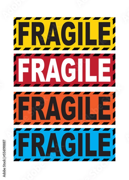 Obraz Fragile sticker word bundle of delivery business background can be use for valuable package sticker attachment on logistics and delivery shipment easy to use vector eps.