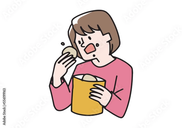 Fototapeta スナック菓子を食べる手が止まらない女性