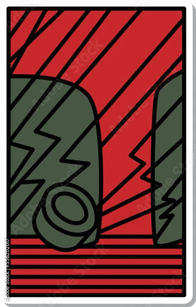 Obraz ステッカー風シンプル花札　霜月　栃　11月　栃のカス