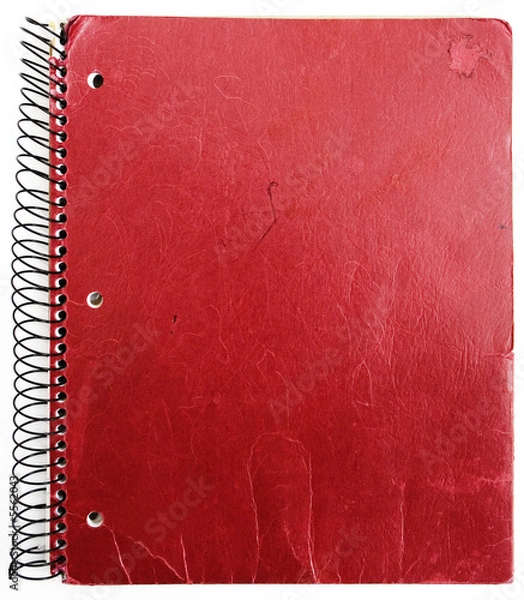 Fototapeta old red notebook isolated against white background