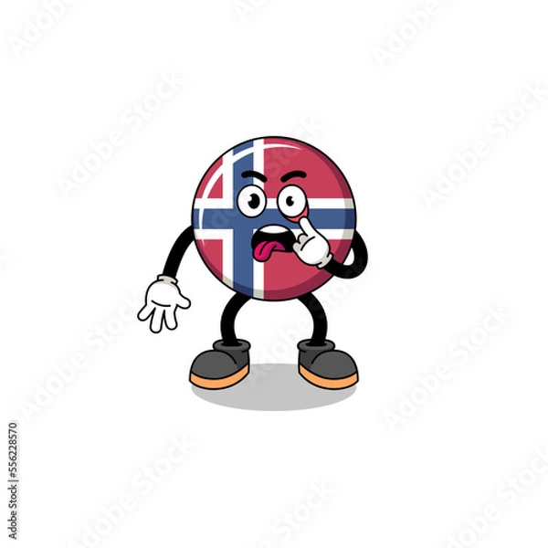 Fototapeta Character Illustration of norway flag with tongue sticking out