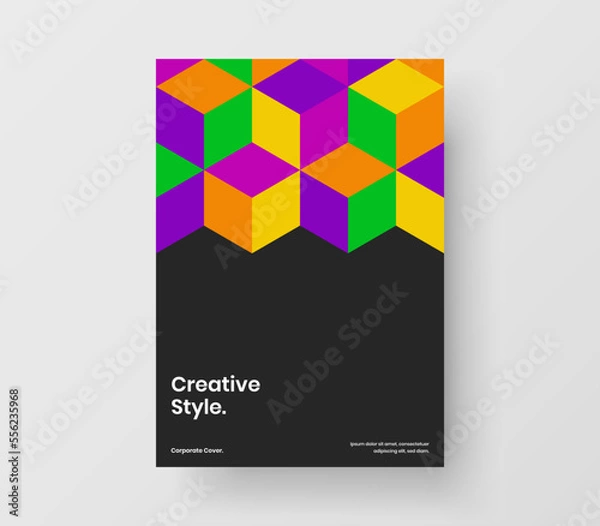 Fototapeta Isolated geometric pattern corporate brochure template. Original pamphlet A4 vector design concept.