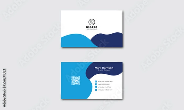 Fototapeta Blue business card Vector illustration Modern Business Card Simple and creative business card clean and modern business card abstract design template vector card formal and unique design card 
