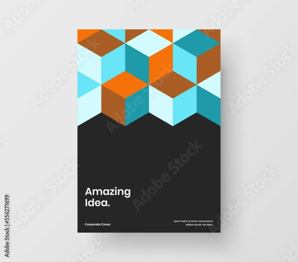 Fototapeta Vivid geometric tiles booklet layout. Isolated corporate identity vector design illustration.