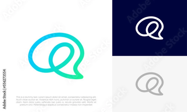 Obraz Brain simple line logo design vector