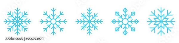 Fototapeta Snowflakes icon set. Winter Christmas decoration elements collection. Vector isolated on white