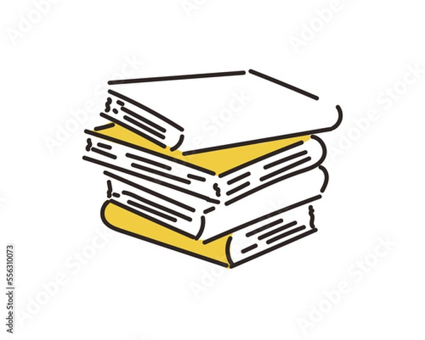 Obraz 積読　積まれた本　積ん読　イラスト