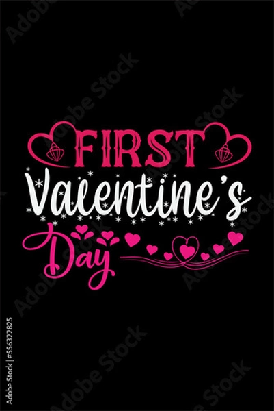 Fototapeta Happy valentines day t-shirt design typography vector illustration