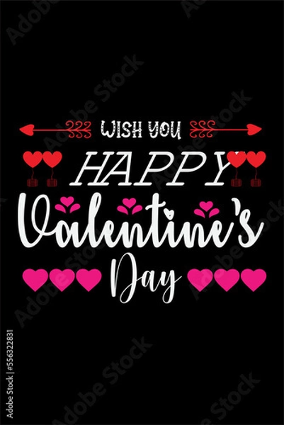 Fototapeta Happy valentines day t-shirt design typography vector illustration